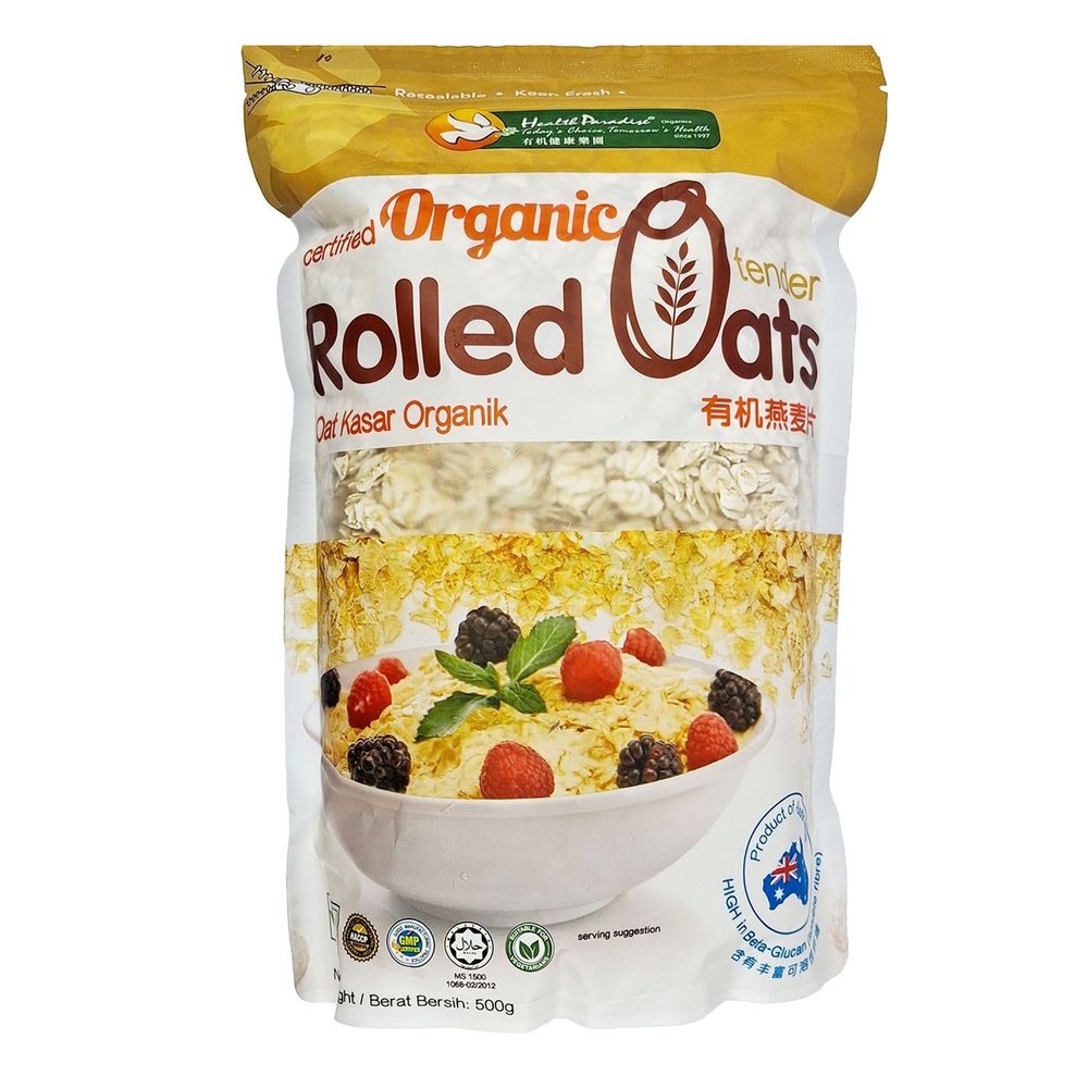 Health Paradise Organic Tender Rolled Oats 500gm  
