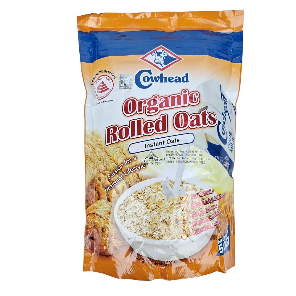 Cowhead Organic Rolled Oats 500gm  