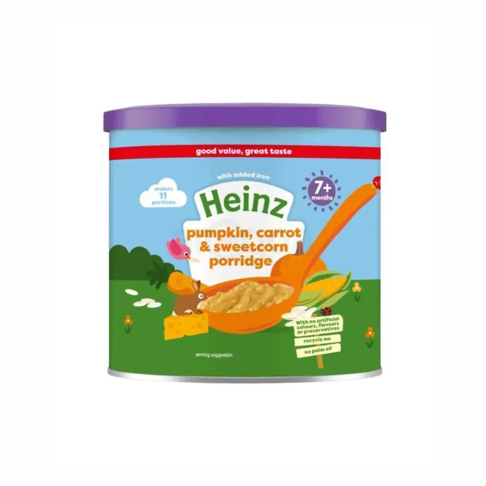 Heinz Pumpkin, Carrot & Sweetcorn Baby Food Porridge 7+ Months 200gm  