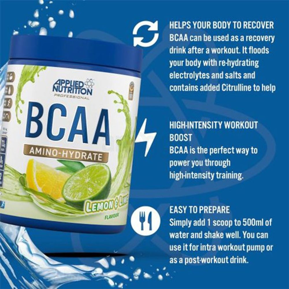 Applied Nutrition BCAA Amino Hydrate, Lemon Lime, 32 Serving  