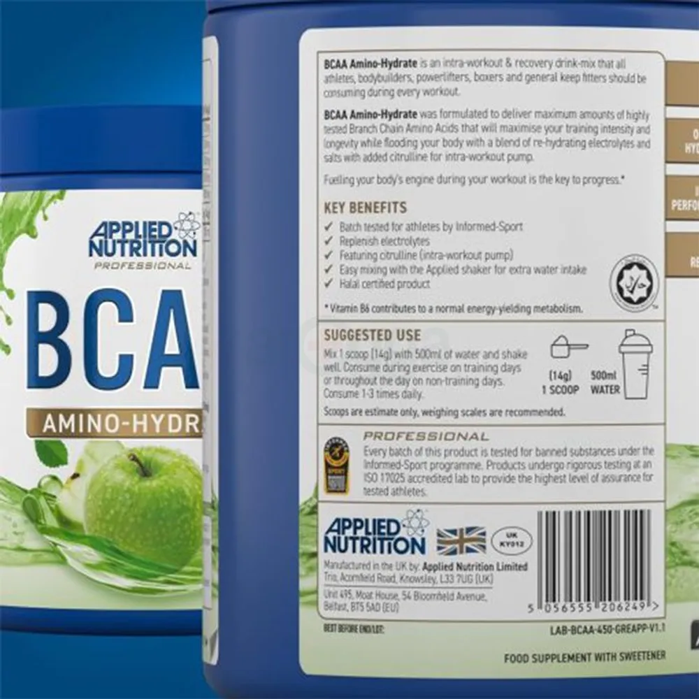 Applied Nutrition BCAA Amino Hydrate, Green Apple, 32 Serving  