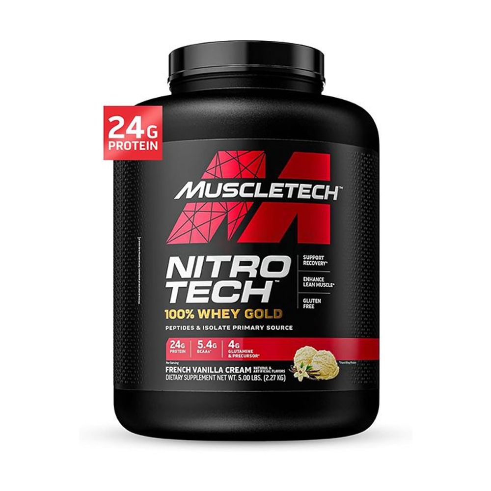 Muscletech Nitrotech 100% Whey Gold, French Vanilla Cream, 5 Lbs  