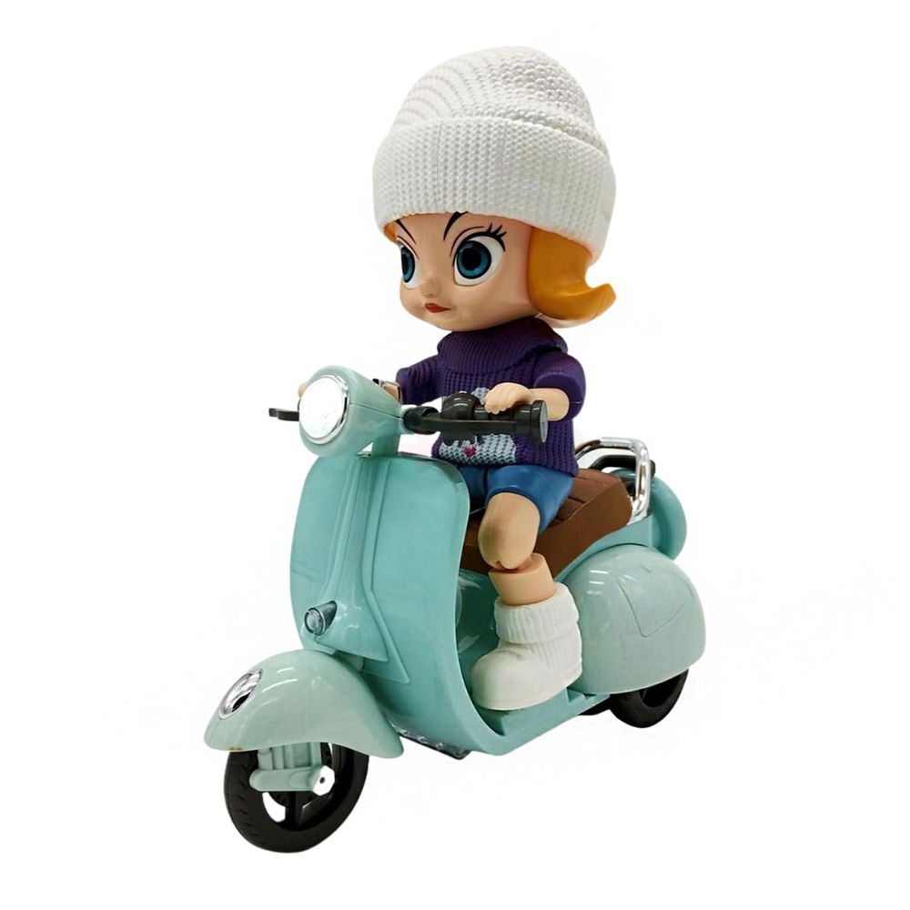 DIDAI Motor Tide Flow CAR-Kids Motor Scooter Musical Vehicle Toy - Stylish Look with Swing Action Stand Mode, 3rd Gear Dazzling Light, Character Standing 360° Rotation Ages 3+  
