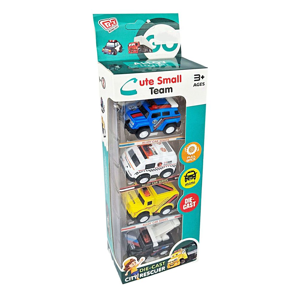 RONG XING Die-Cast Metal City Rescuer Cute Small Team 4 Pcs Set Ages 3+  