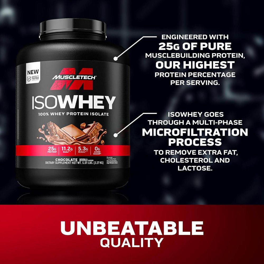 Muscletech ISOWHEY 100% Whey Protein Isolate, Chocolate, 5lbs  