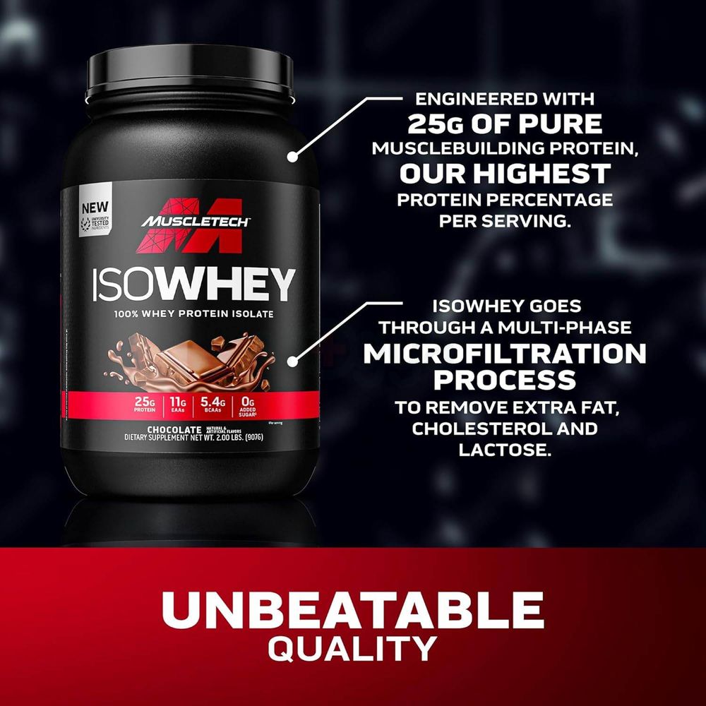 Muscletech ISOWHEY 100% Whey Protein Isolate, Chocolate, 2lbs  