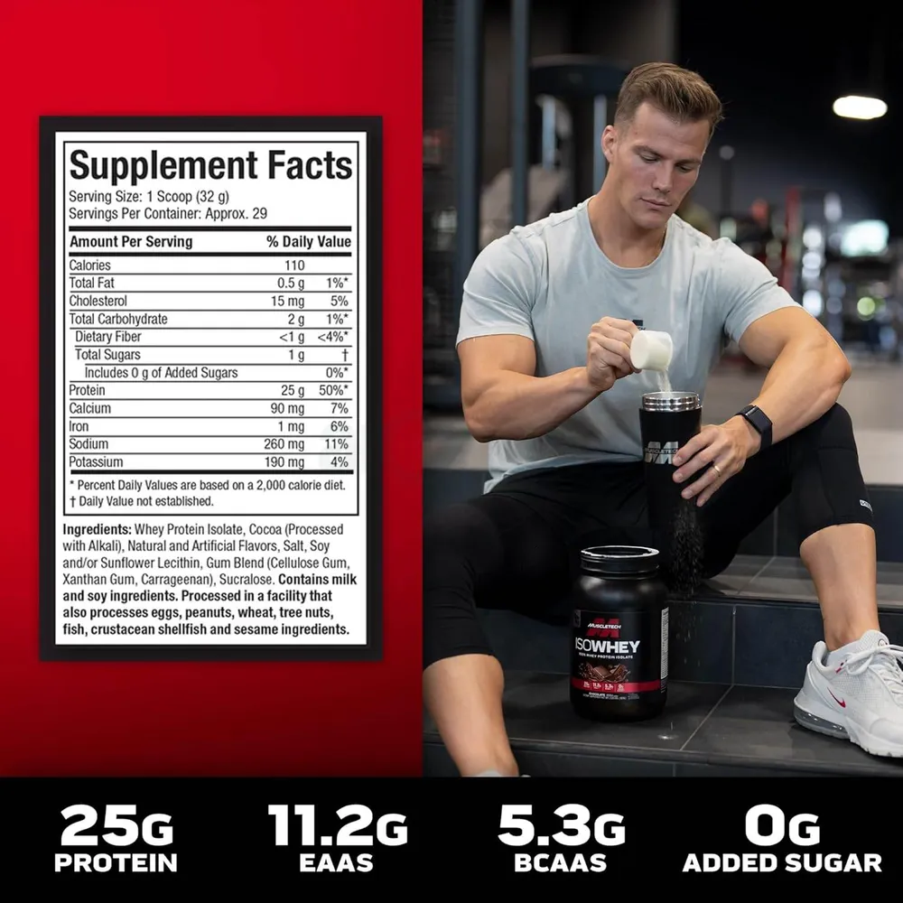 Muscletech ISOWHEY 100% Whey Protein Isolate, Chocolate, 2lbs  