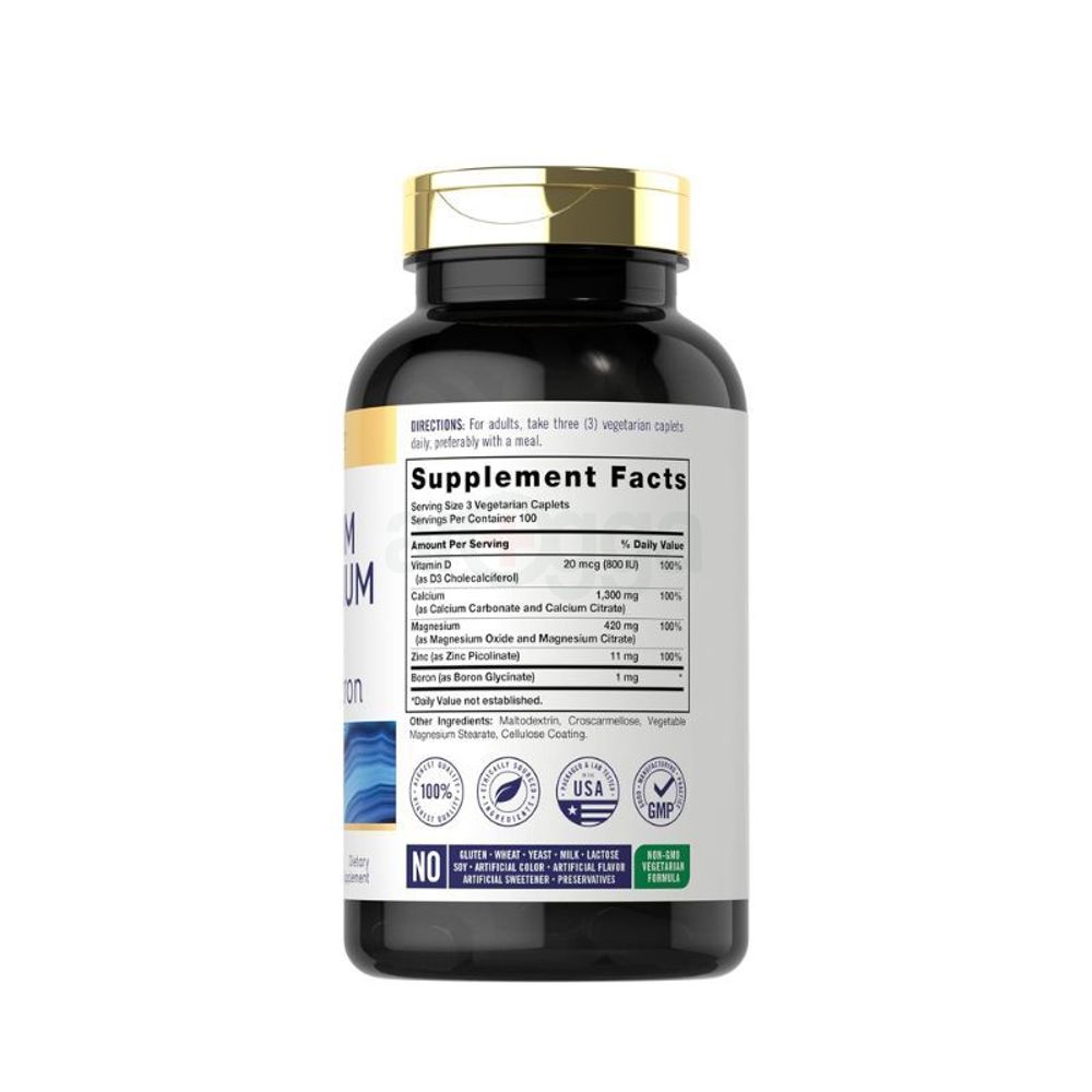 Carlyle Calcium Magnesium Zinc With D3 and Boron 300 Vegetarian Capsules  