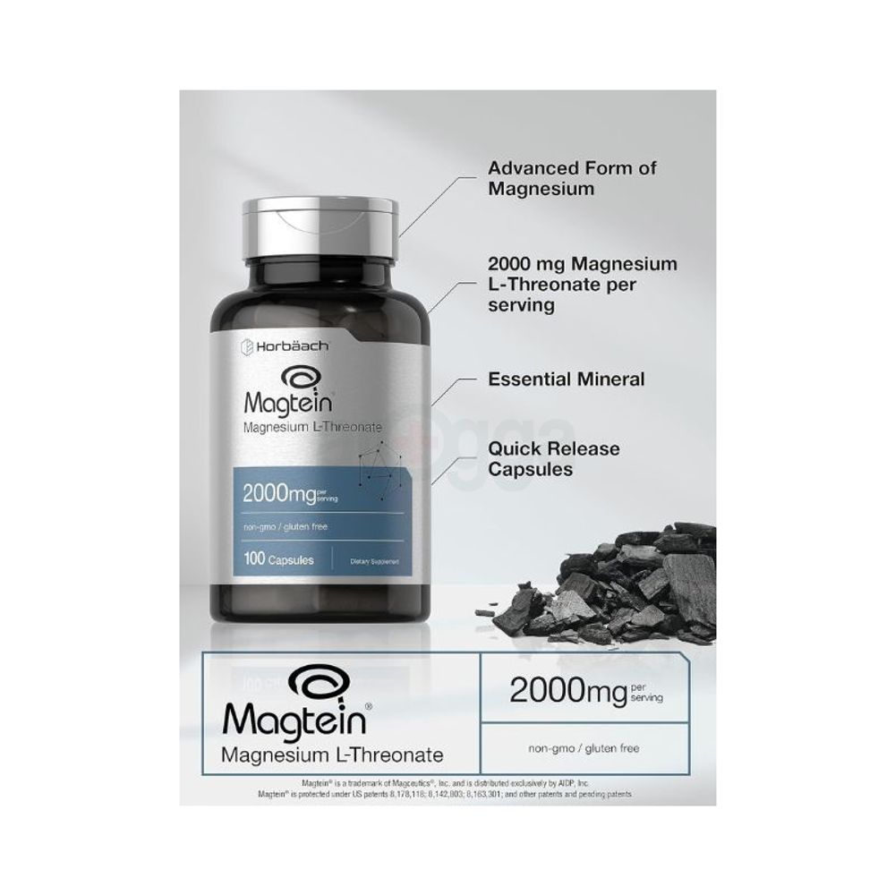 Horbäach Magtein Magnesium L-Threonate - 2000mg - 100 Capsules  
