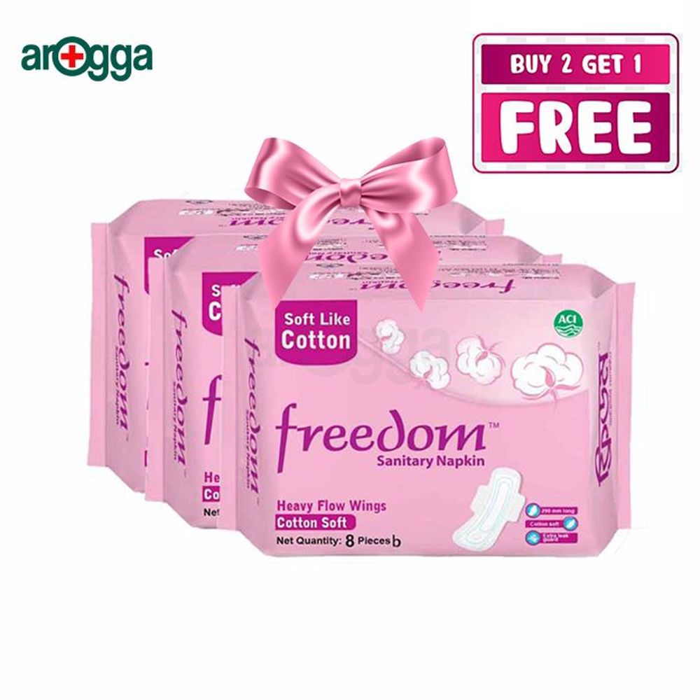 Freedom Sanitary Napkin Heavy Flow Cotton 8 Pads Buy 2 Get 1 Free  
