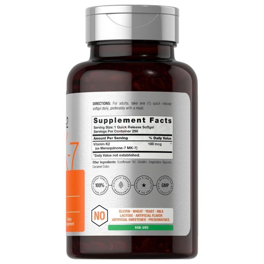 Horbaach Vitamin K-2 MK-7 - 100 mcg - 250 Soft gels  