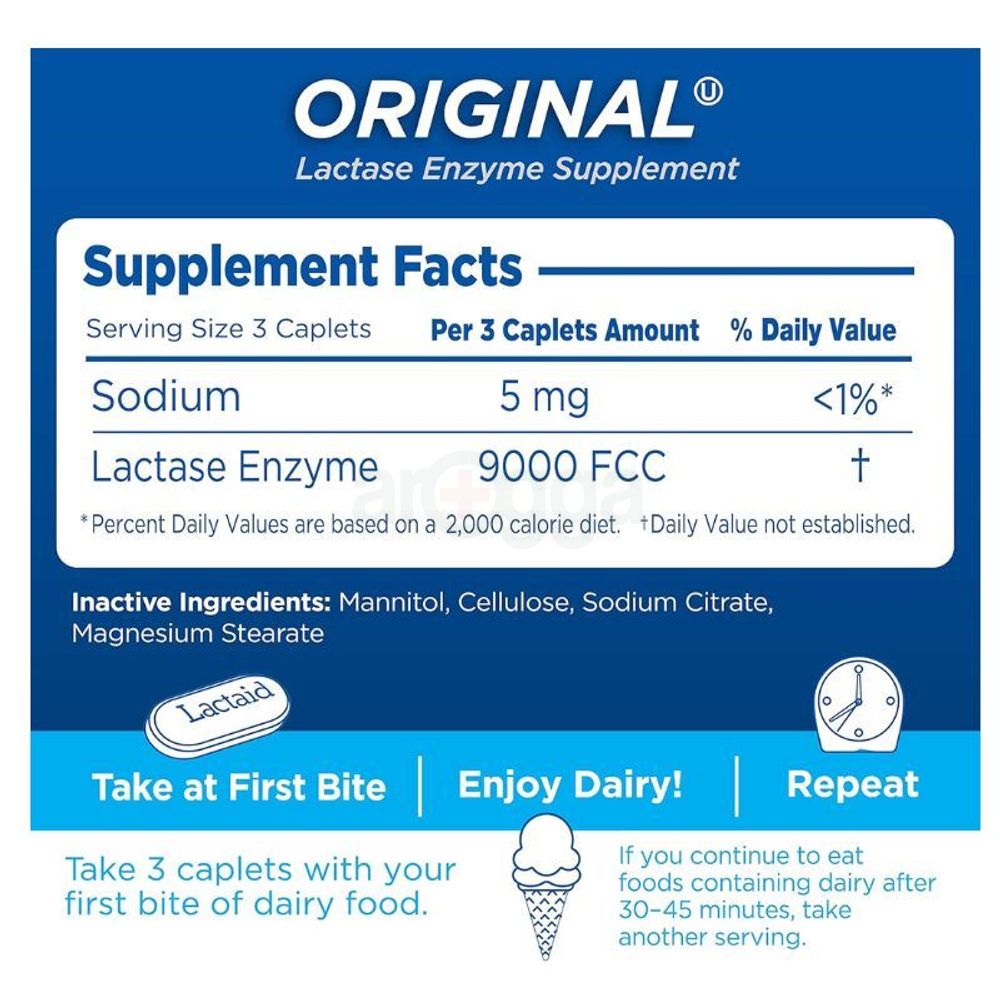 Lactaid Original Lactase Enzyme Supplement - 120 Caplets  