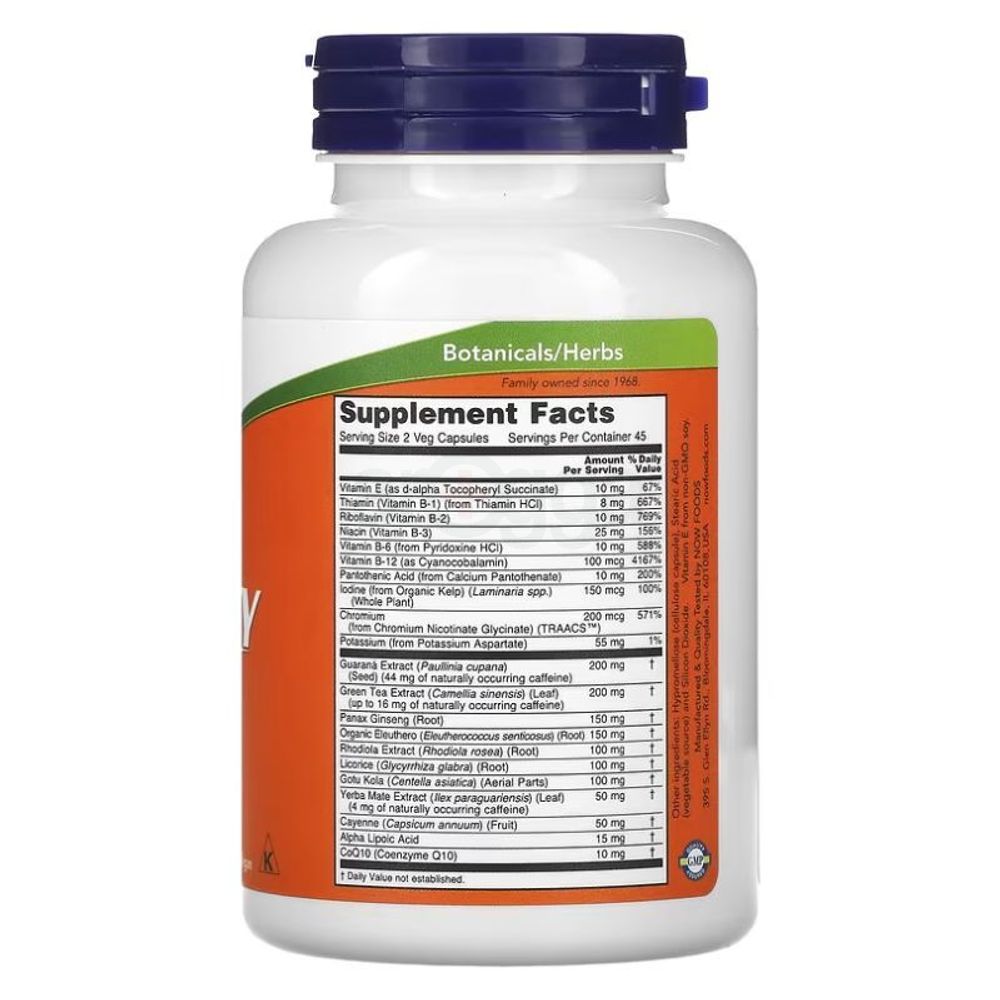 NOW Energy Energy Boost - 90 Veg Capsules  