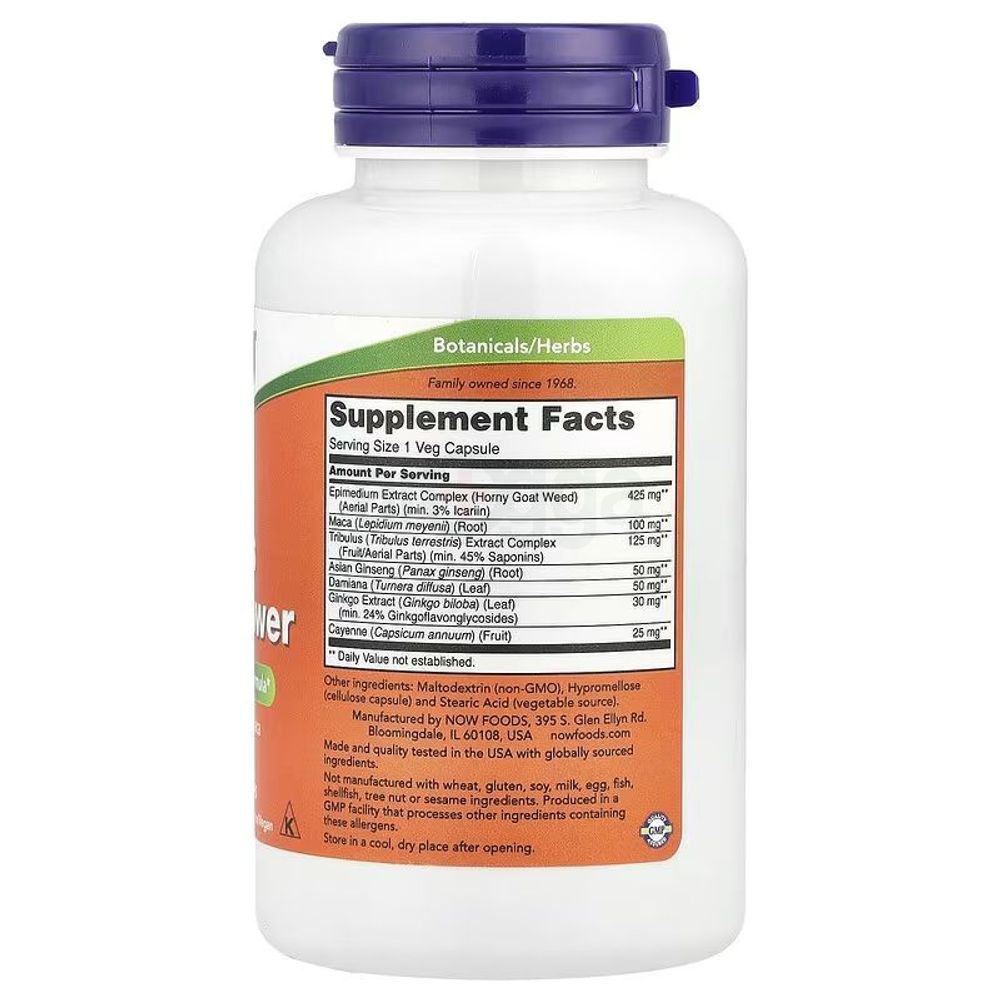 NOW Men's Virility Power Male Performance Formula - 60 Veg Capsules  