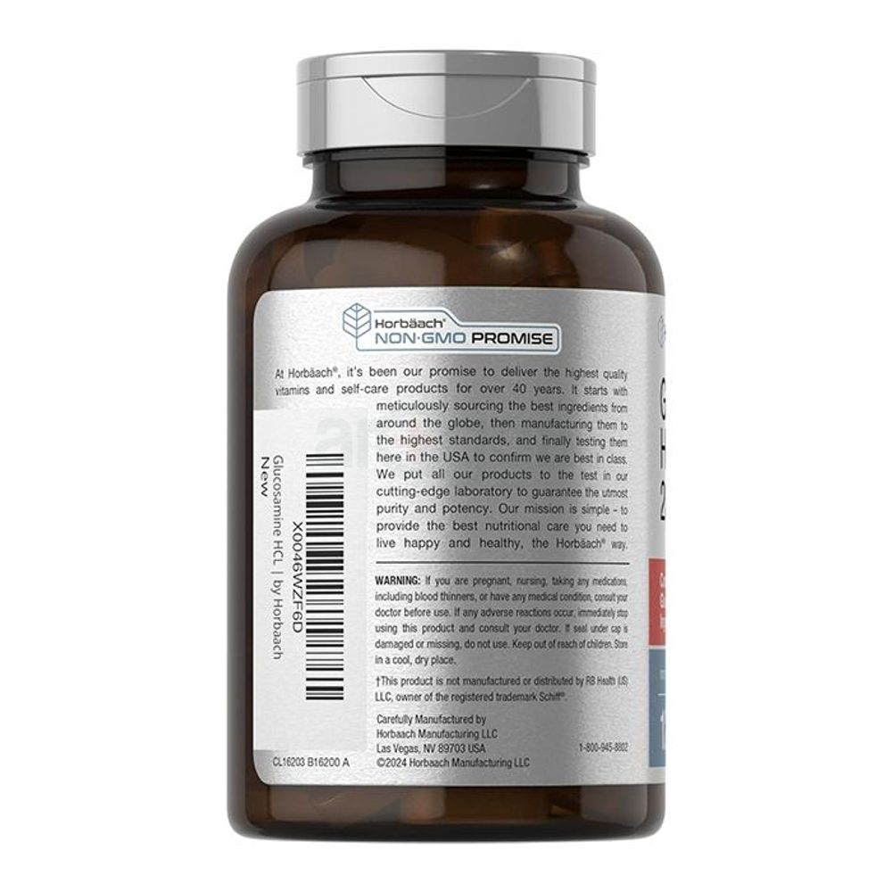 Horbaach Glucosamine HCL + Hyaluronic Acid - 2000mg - 120 Coated Caplets  