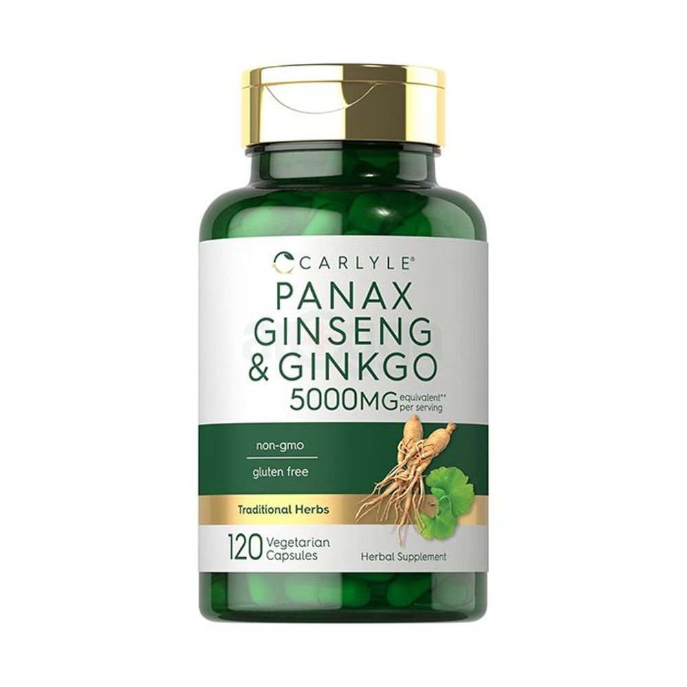 Carlyle Panax Ginseng & Ginkgo - 5000mg - 120 Vegetarian Capsules  