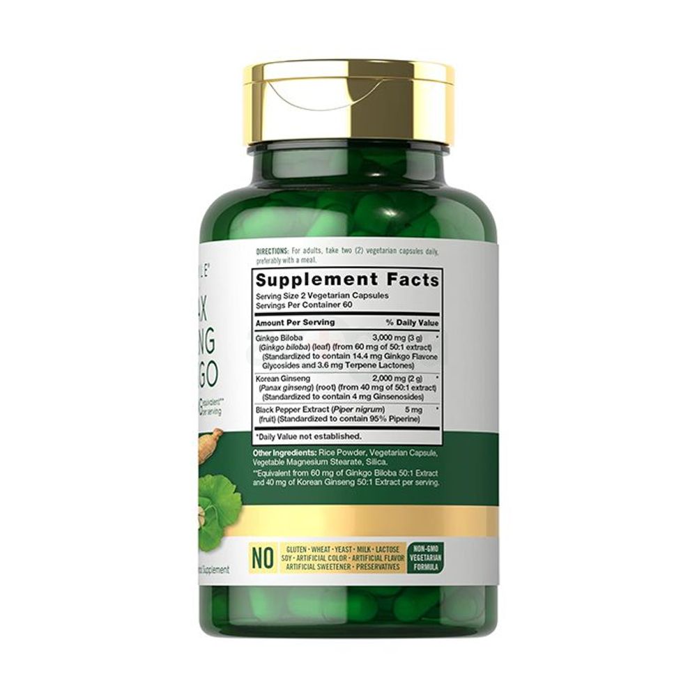 Carlyle Panax Ginseng & Ginkgo - 5000mg - 120 Vegetarian Capsules  