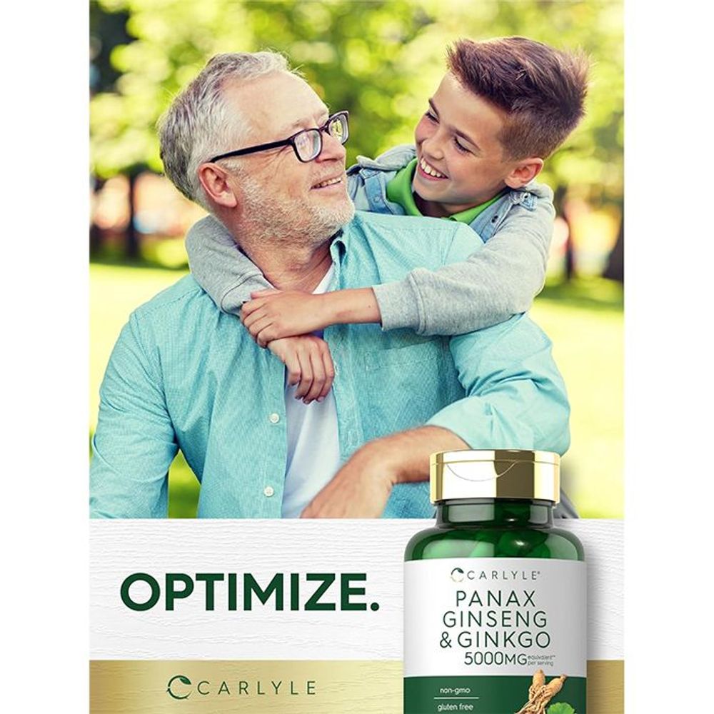 Carlyle Panax Ginseng & Ginkgo - 5000mg - 120 Vegetarian Capsules  
