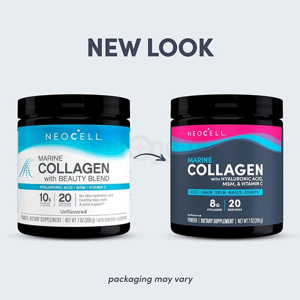 NeoCell Marine Collagen with Hyaluronic Acid, MSM & Vitamin C - 8g - 200g Powder - 20 Servings  