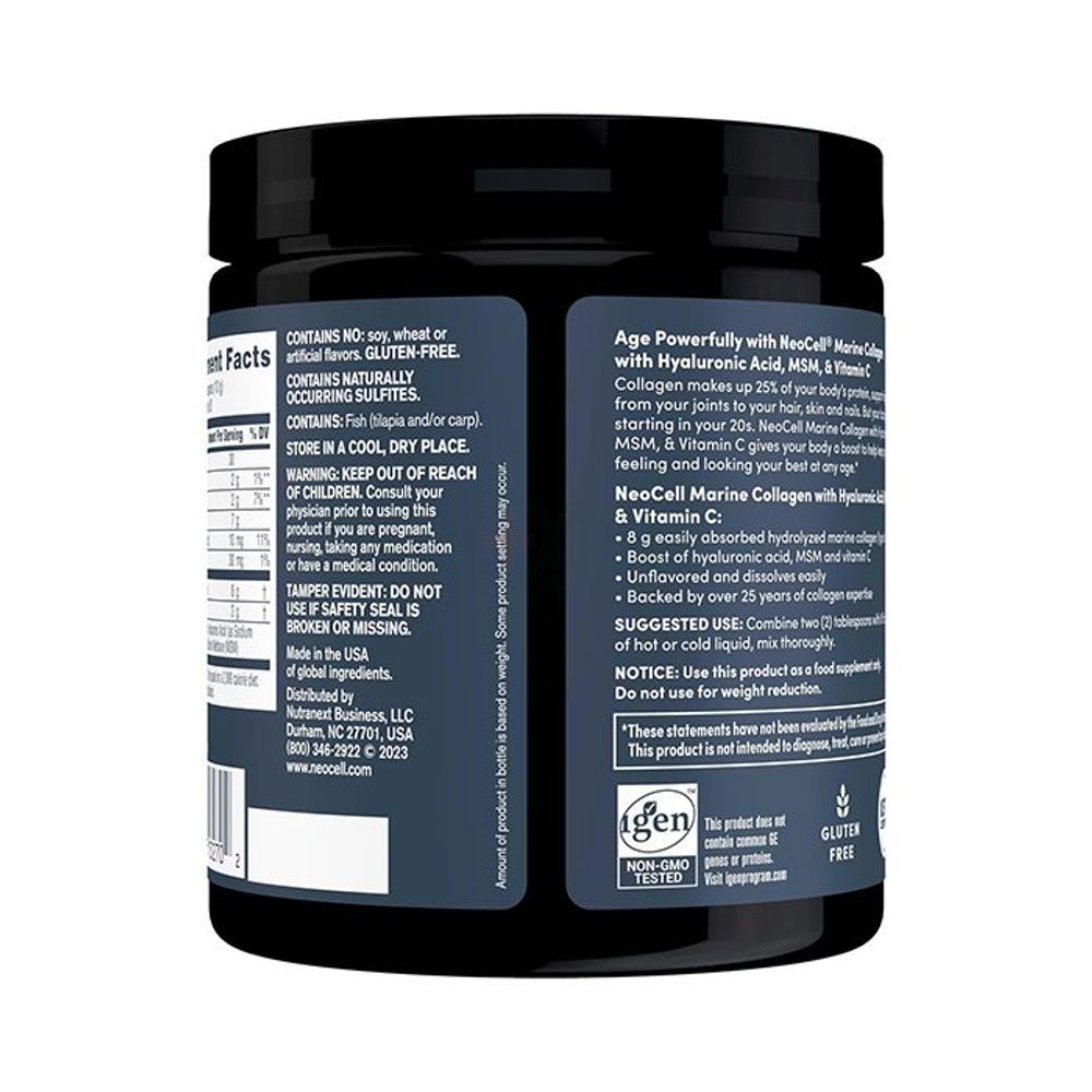 NeoCell Marine Collagen with Hyaluronic Acid, MSM & Vitamin C - 8g - 200g Powder - 20 Servings  