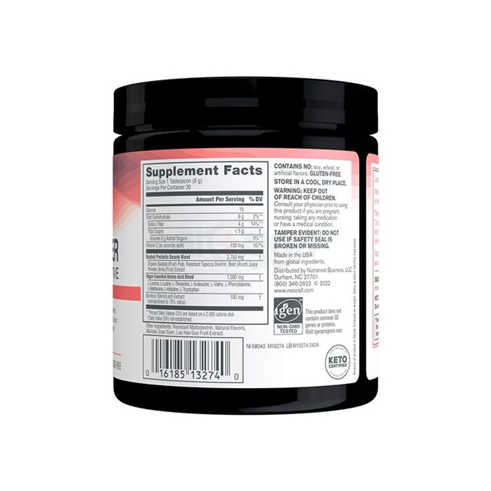 NeoCell Vegan Beauty Builder Collagen - 8g - 240g Powder - 30 Servings - Hibiscus Flavored  