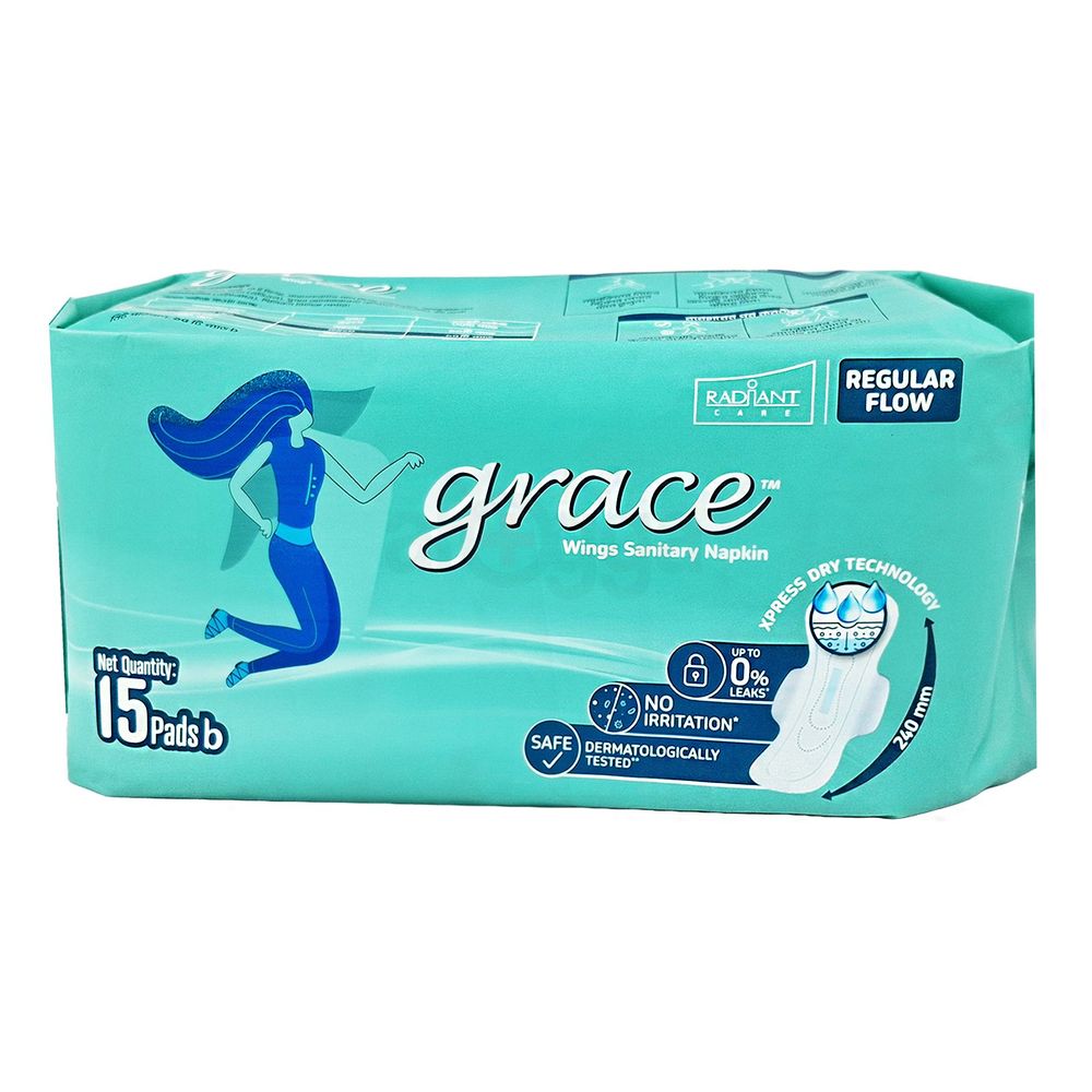 Grace Wings Regular Flow  Sanitary Napkin 15 Pads  