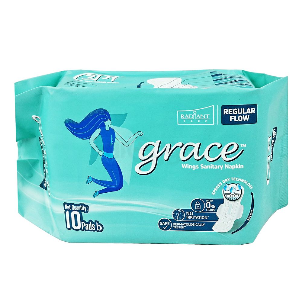 Grace Wings Regular Flow Sanitary Napkin 10 Pads  