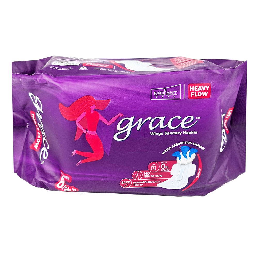Grace Wings Heavy Flow Sanitary Napkin 8 Pads  