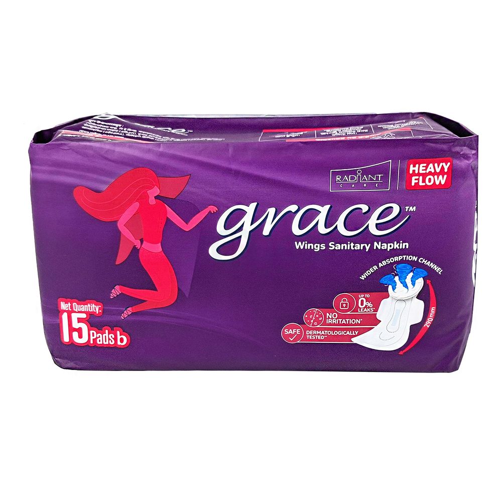 Grace Wings Heavy Flow Sanitary Napkin 15 Pads  