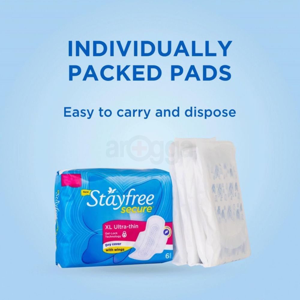 Stayfree Secure XL Ultra Thin Dry Cover Sanitary Napkin with Wings - 6 pads  