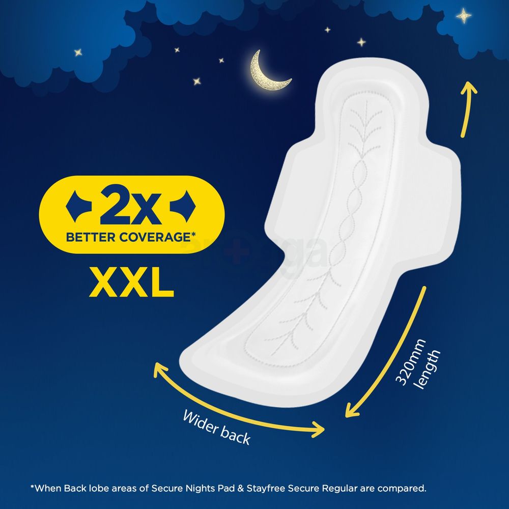 Stayfree Secure Nights Cottony Comfort XXL Sanitary Napkins with Wings - 6 Pads  