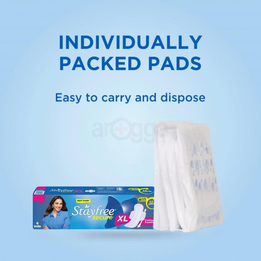 Stayfree Secure Cottony Comfort XL  Sanitary Napkins with Wings - 6 Pads  