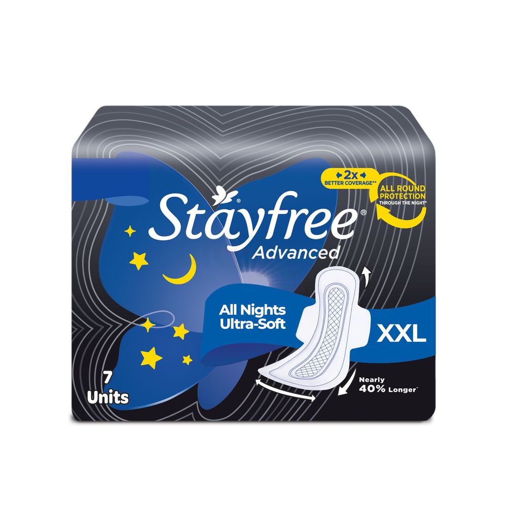 Stayfree Advanced All Nights Ultra-Soft XXL Sanitary Napkins with Wings - 7 Pads  