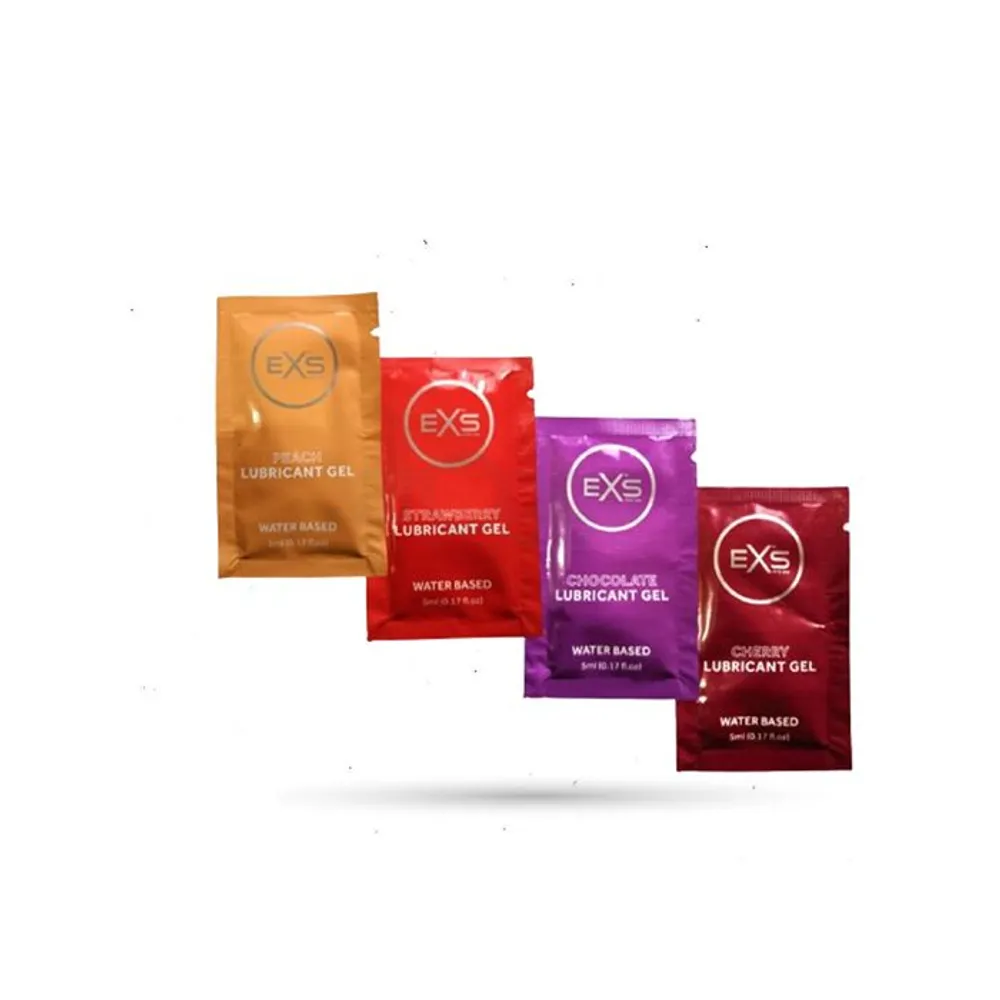 EXS Lubricant Mix Combo Pack - Cherry, Chocolate, Strawberry & Peach Flavored Water Based Lubricant  