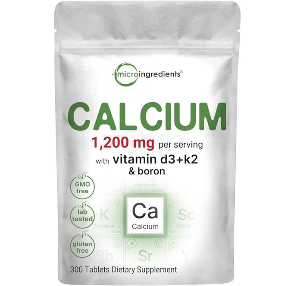 Micro Ingredients Calcium 1,200mg with Vitamin D3 & K2, 300 Tablets | Calcium Supplements for Women & Men | Mineral Complex Support Bone, Teeth, Colon & Cardiovascular Health | Non-GMO, Gluten-Free  