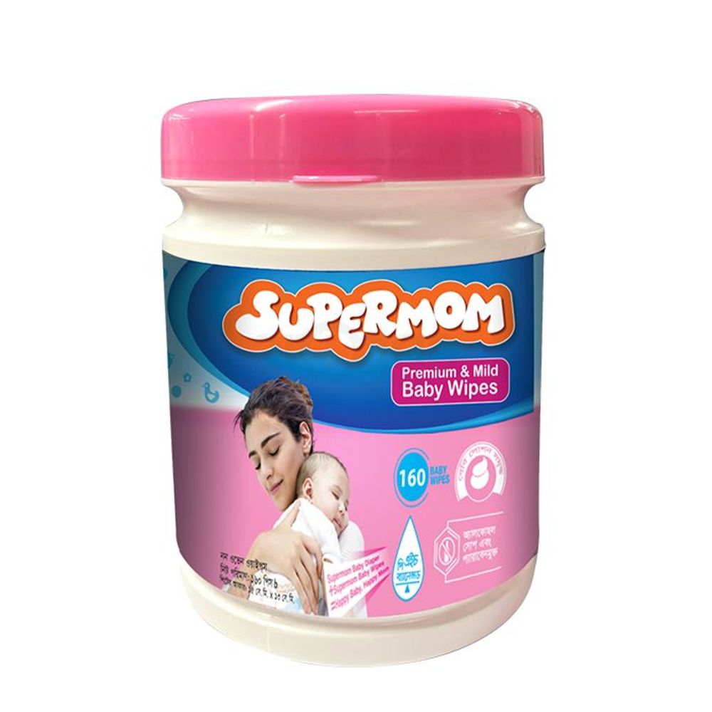 Supermom Baby Wipes Canister 160's Jar  