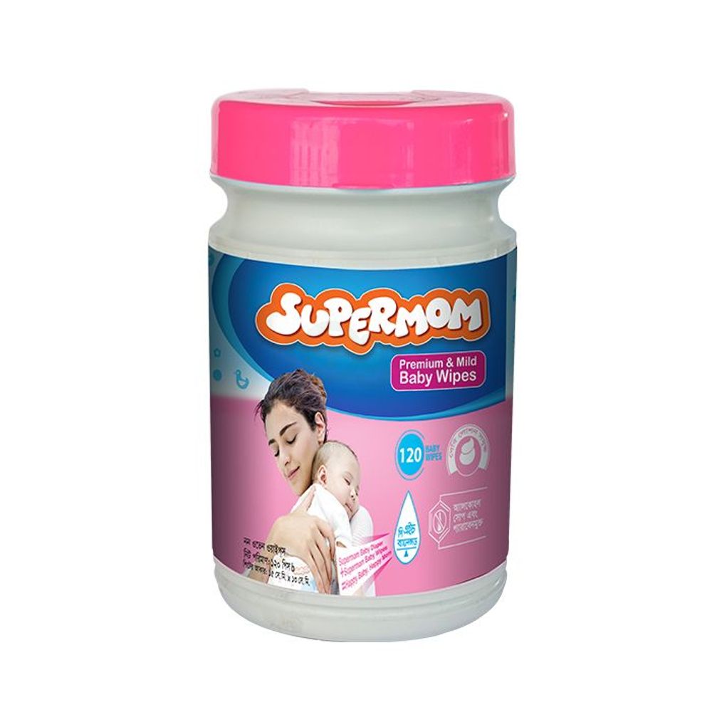 Supermom Baby Wipes Canister 120's Jar  