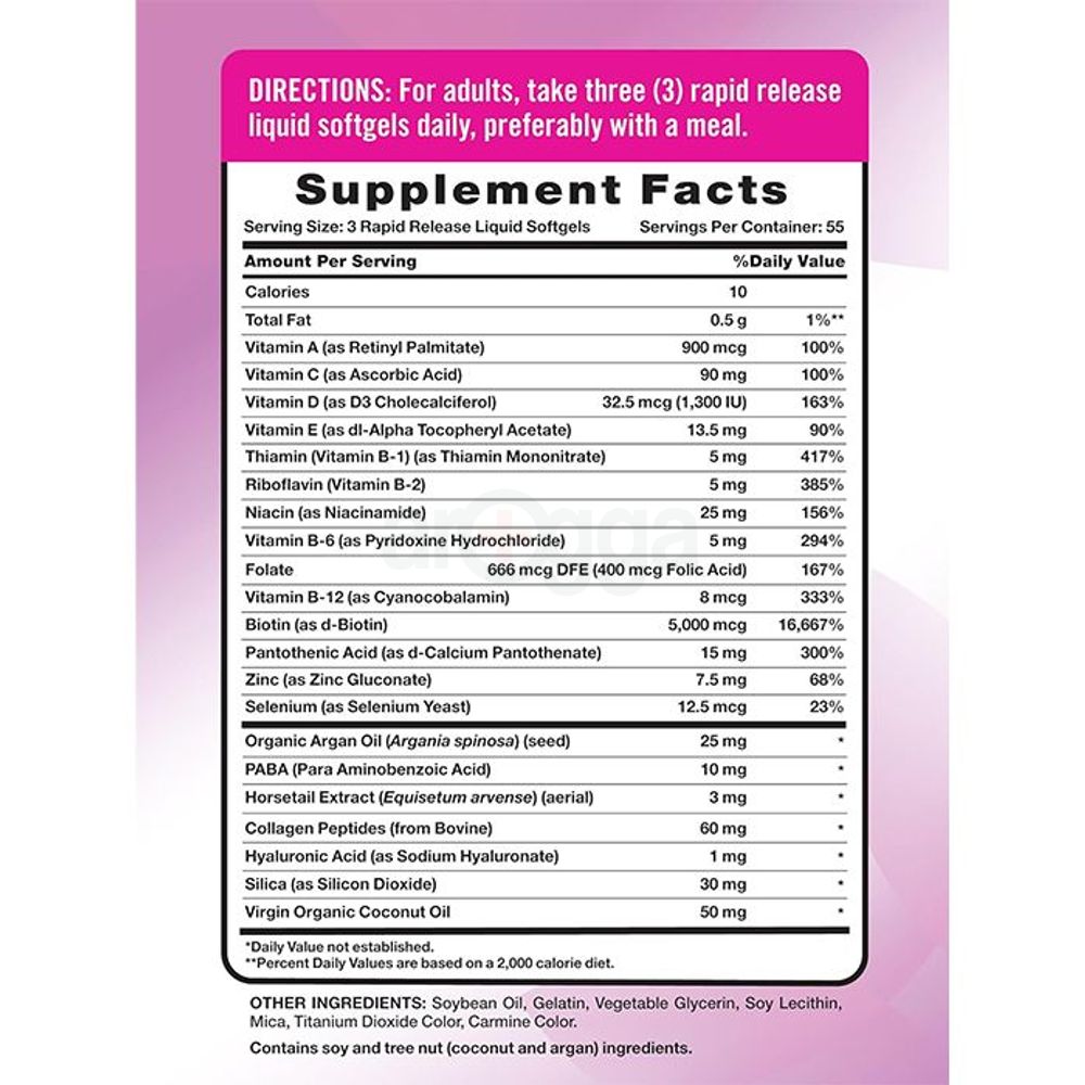 Nature's Truth Hair, Skin & Nails with Biotin - 5,000 mcg - 165 Rapid Release Liquid Softgels  