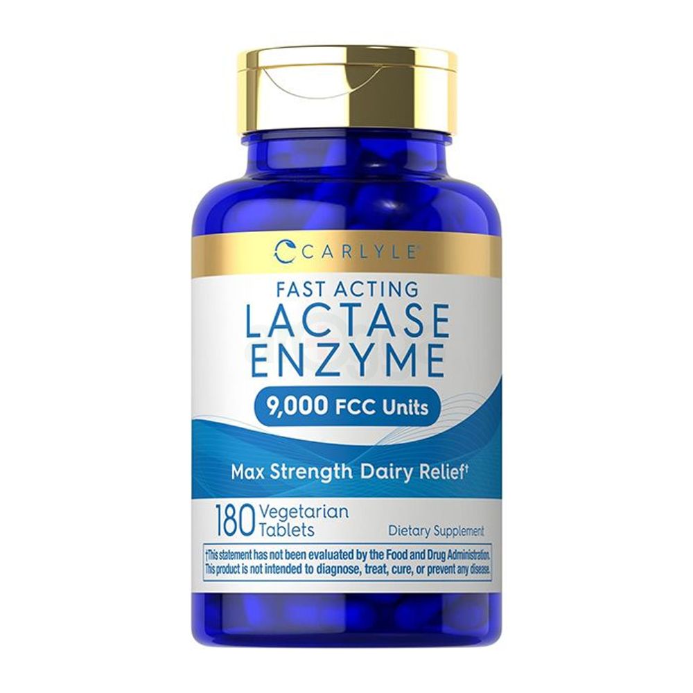 Carlyle Fast Acting Lactase Enzyme - 9,000 FCC Units - 180 Vegetarian Tablets  
