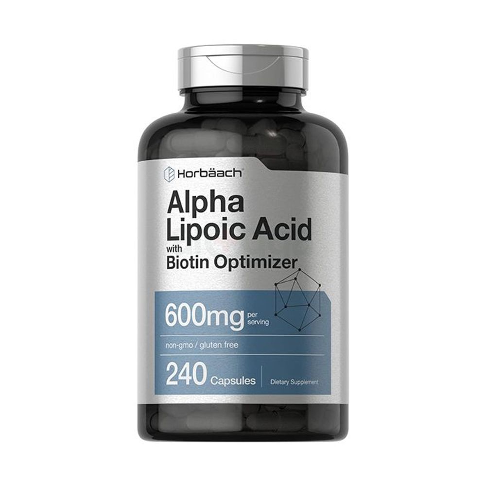 Horbaach Alpha Lipoic Acid with Biotin Optimizer - 600mg - 240 Capsules  