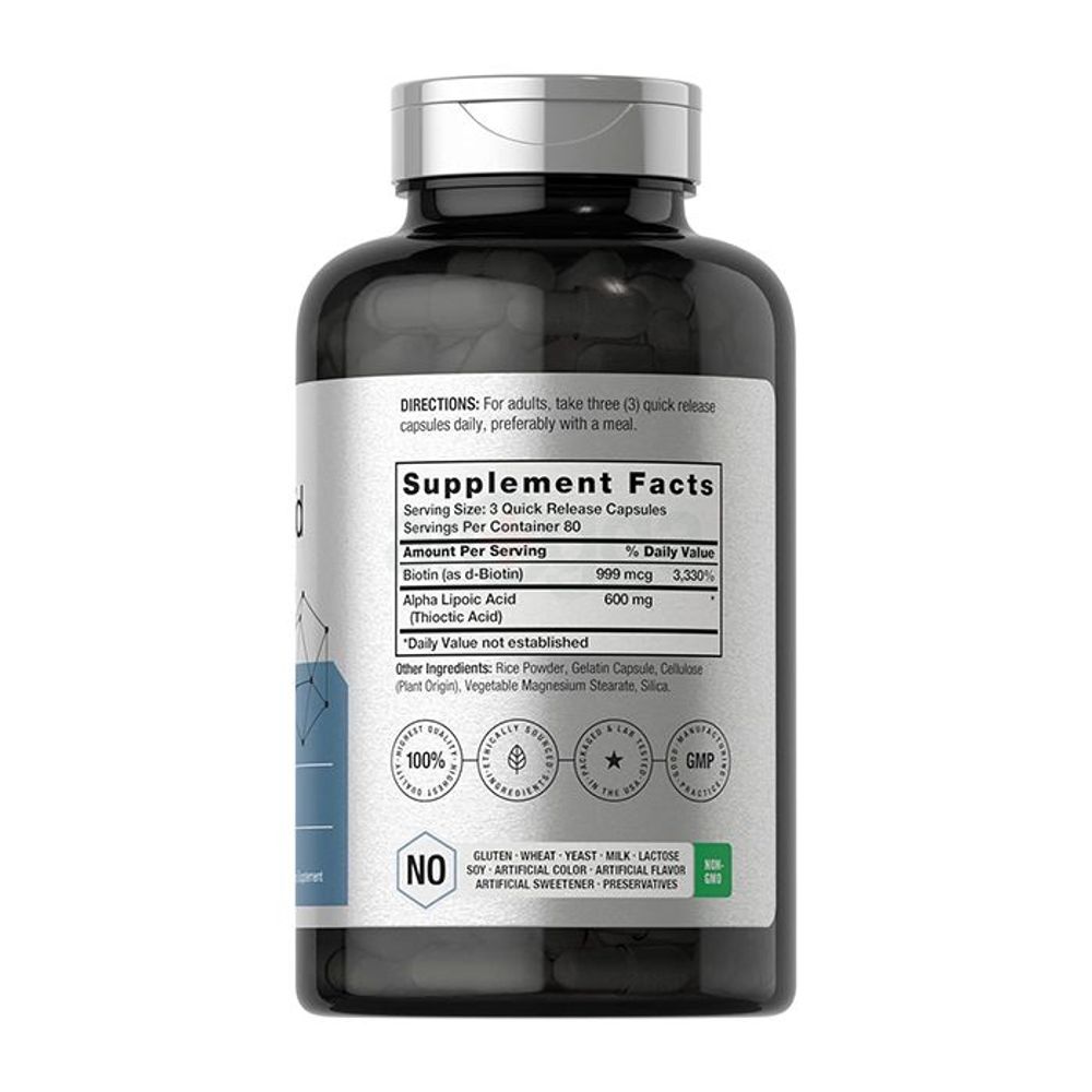 Horbaach Alpha Lipoic Acid with Biotin Optimizer - 600mg - 240 Capsules  