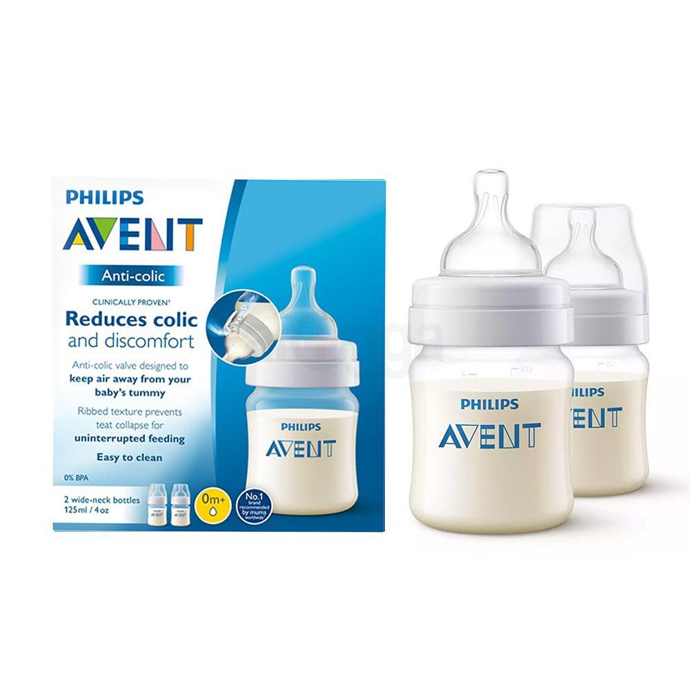 Philips Avent Anti-Colic Reduces Colic Baby Feeding Bottle 2 Pcs Set (0m+) 125ml (Model: SCF810/20)  