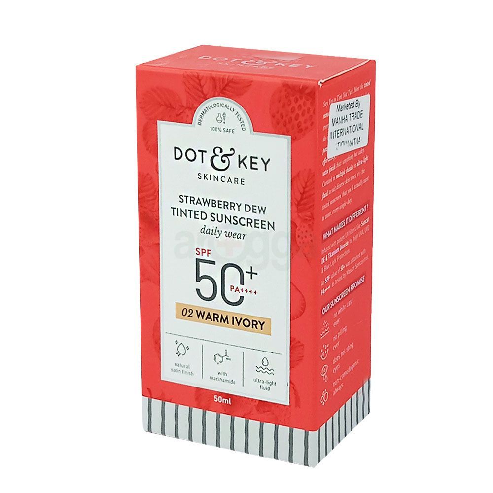 Dot & Key Strawberry Dew Tinted Sunscreen 02 Warm Ivory SPF 50+ PA++++ 50ml  