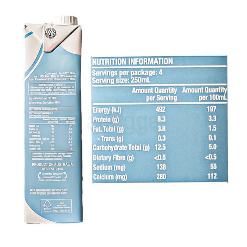Cowhead Lite Pure Milk Low Fat 1Litre  
