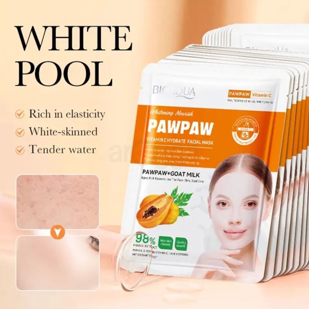 Bioaqua PAWPAW Papaya + Goat Milk Vitamin C Hydrate Facial Mask   