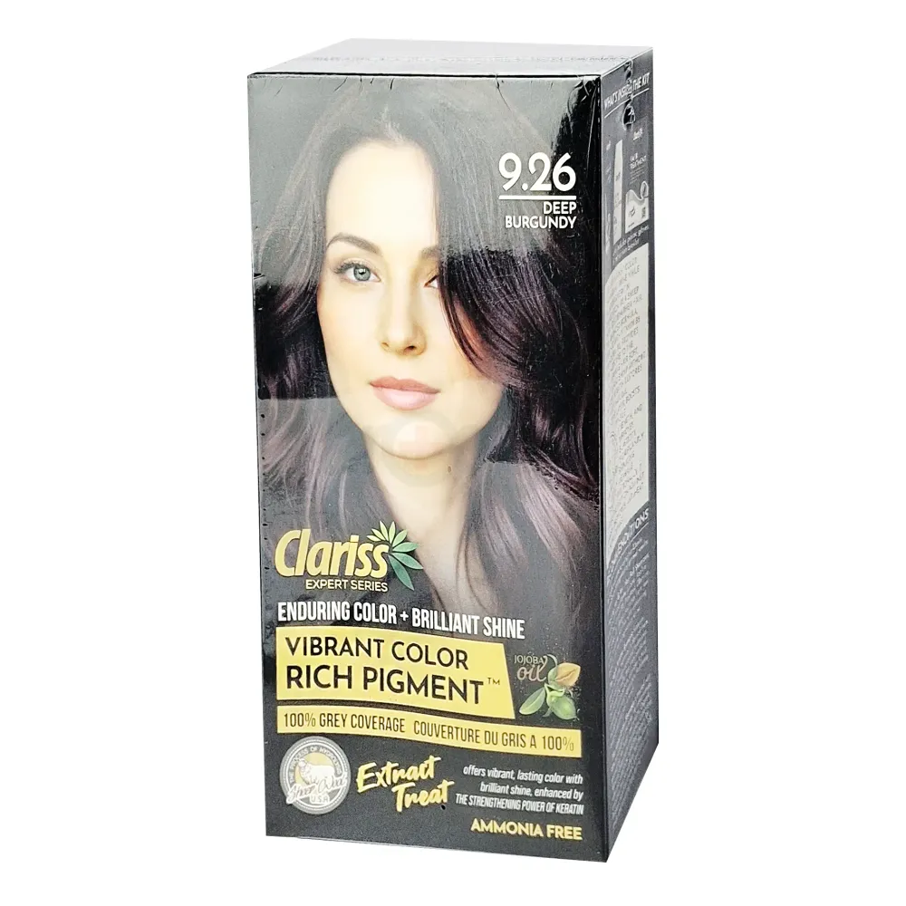 Clariss Hair Color Enduring Color + Brilliant Shine Vibrant Color Rich Pigment 9.26 Deep Burgundy  