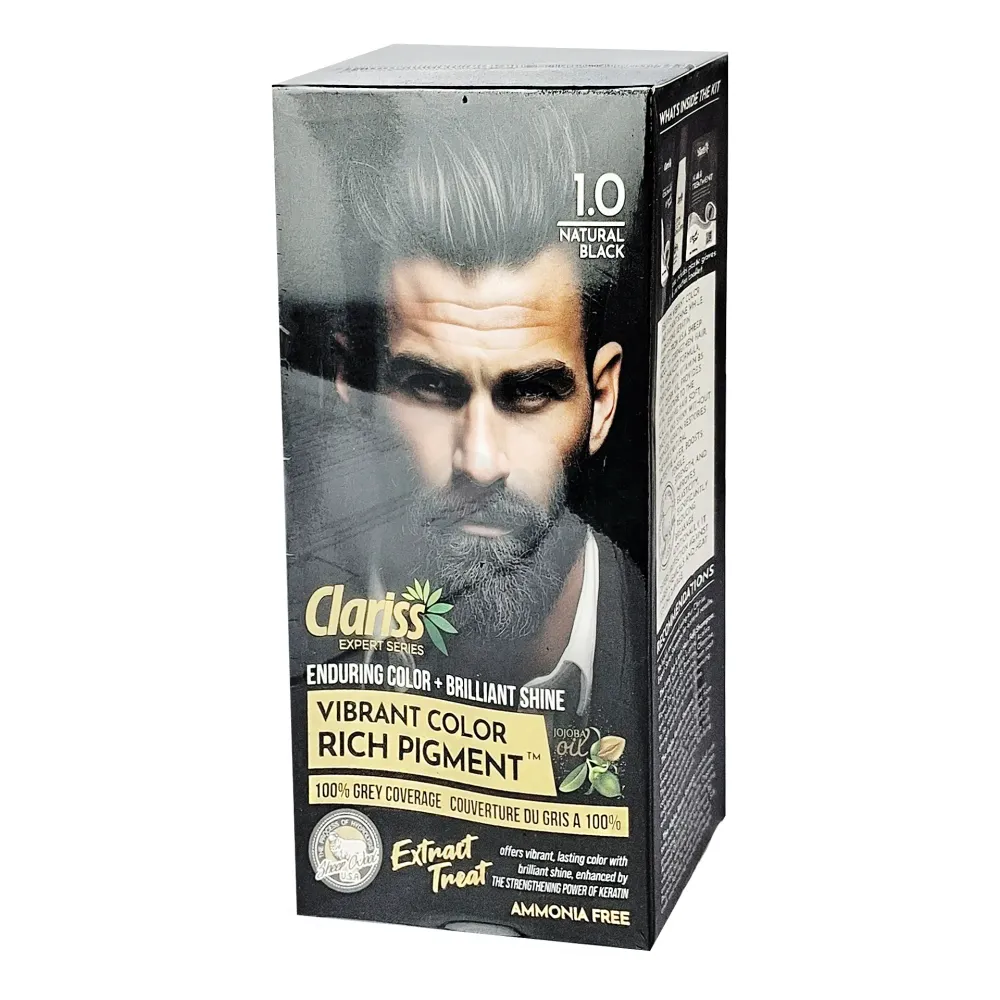 Clariss Hair Color Enduring Color + Brilliant Shine Vibrant Color Rich Pigment 1.0 Natural Black  
