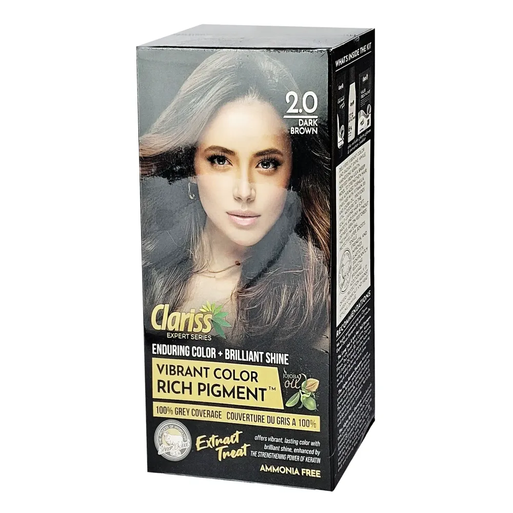 Clariss Hair Color Enduring Color + Brilliant Shine Vibrant Color Rich Pigment 2.0 Dark Brown  