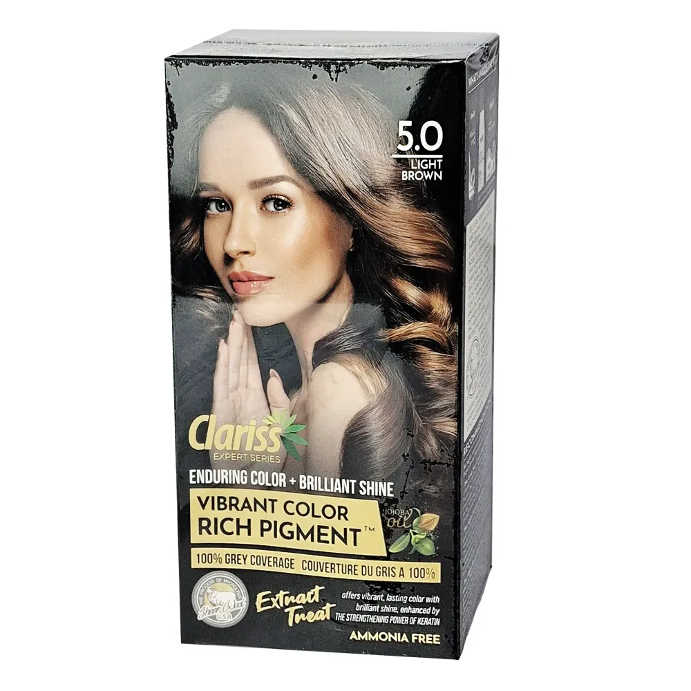 Clariss Hair Color Enduring Color + Brilliant Shine Vibrant Color Rich Pigment 5.0 Light Brown  