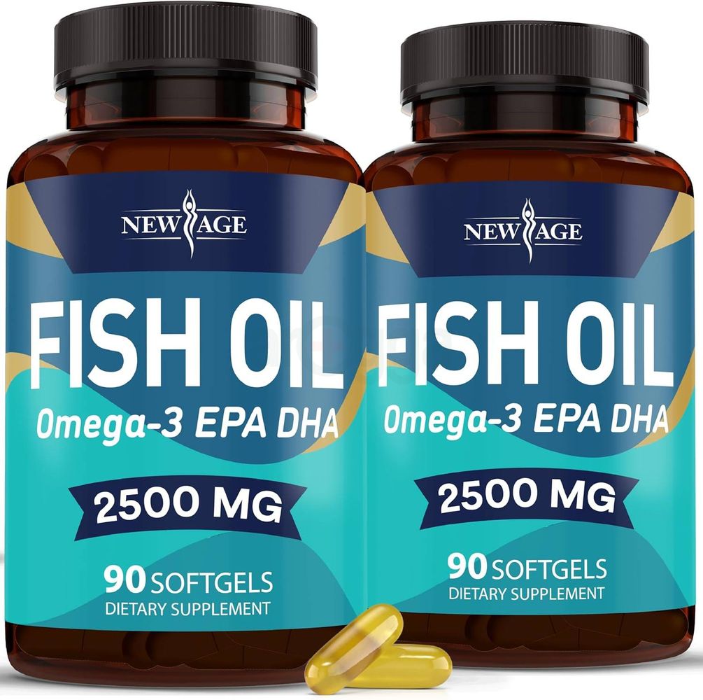 New Age Omega-3 Fish Oil 2500 mg Supplement Pack of 2   
